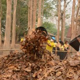 กิจกรรม Big cleaning day เก็บกวาดใบไม้ใส่เสวียน รดน้ำต้นไม้ และฉีดพ่นละอองฝอยสร้างความชุ่มชื่นในอากาศ เพื่อลดฝุ่นละอองขนาดเล็ก ( PM 2.5 )