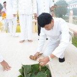 ทำพิธี บวงสรวงและตั้งศาลพระภูมิ ในสำนักงานเทศบาลแห่งใหม่